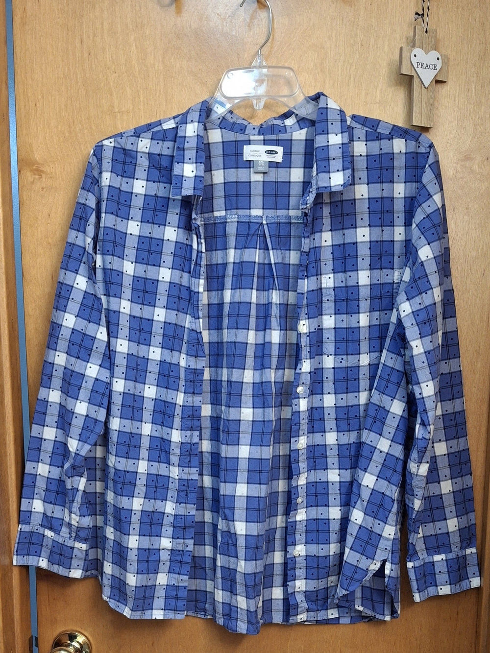 Women's Blue Plaid Button-Up Shirt Jacket